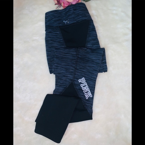 Pink Victoria Secret Ultimate Reversible Leggings Marl Gray Black Slim Pants S - Picture 3 of 15